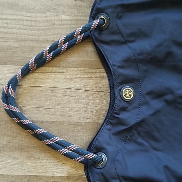 Tory Burch Navy Blue Nylon Cinched Tote Bag - Picture 3 of 14